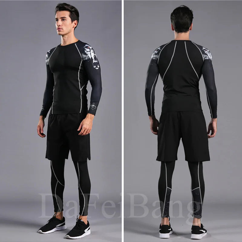 Combinaison de sport de compression pour homme
